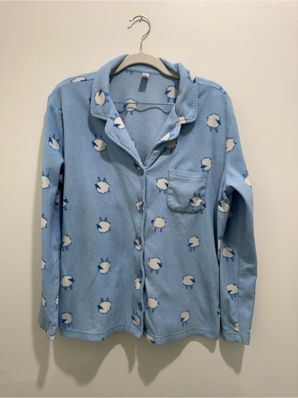 Y2K PINK Victoria’s Secret Blue Sheep Fleece Pajama Set Size Large - Picture 9 of 16